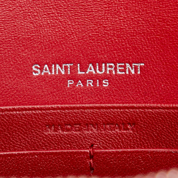 サンローラン KATE ケイト クロコ型押し タッセル 斜め掛け チェーン ショルダーバッグ ウォレット 452159 レッド レザー レディース SAINT LAURENT 【中古】