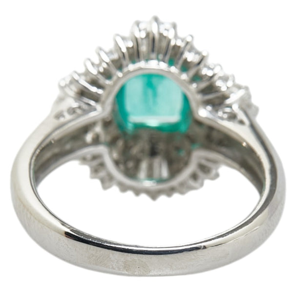 Pt900 プラチナ エメラルド0.64ct ダイヤ0.60ct リング 指輪 レディース 8号 【中古】