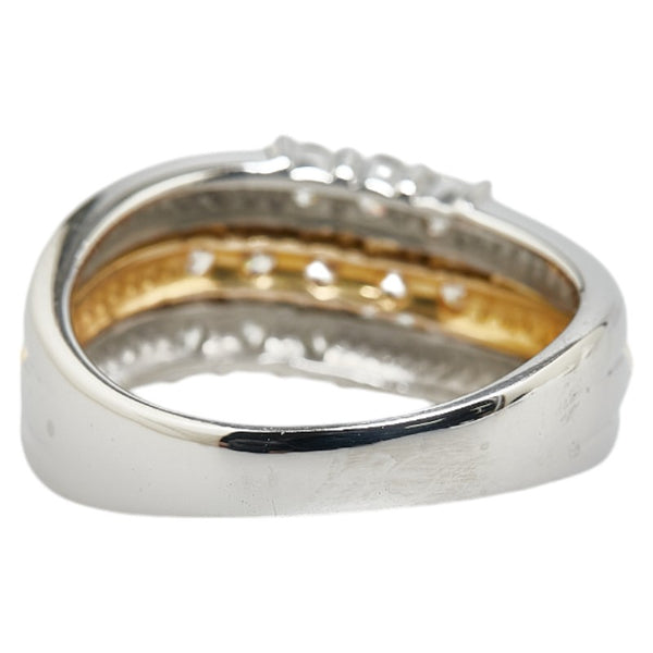 Pt900 プラチナ K18YG イエローゴールド コンビ ダイヤ1.05ct リング 指輪 レディース 14.5号 【中古】