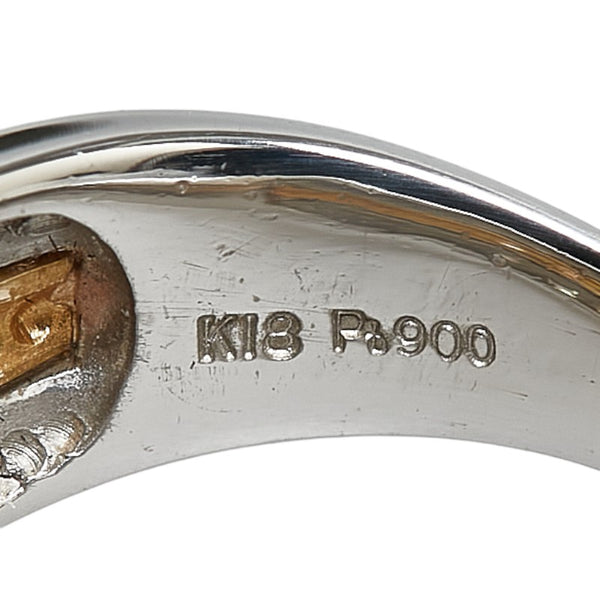 Pt900 プラチナ K18YG イエローゴールド コンビ ダイヤ1.05ct リング 指輪 レディース 14.5号 【中古】