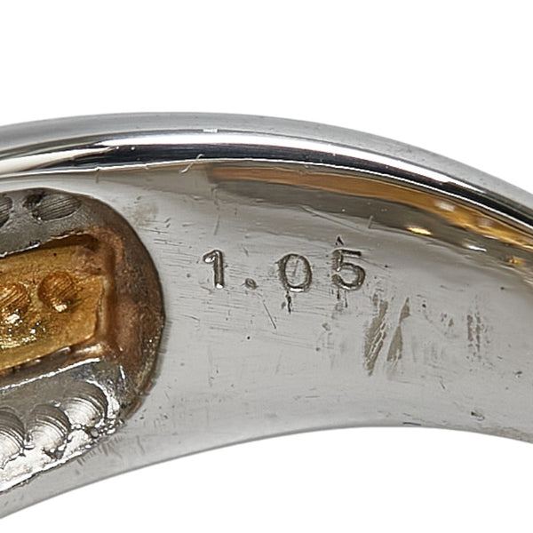 Pt900 プラチナ K18YG イエローゴールド コンビ ダイヤ1.05ct リング 指輪 レディース 14.5号 【中古】