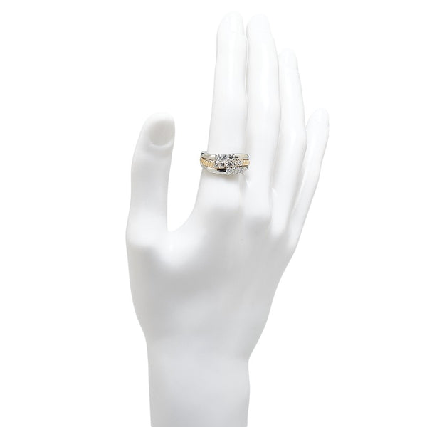 Pt900 プラチナ K18YG イエローゴールド コンビ ダイヤ1.05ct リング 指輪 レディース 14.5号 【中古】