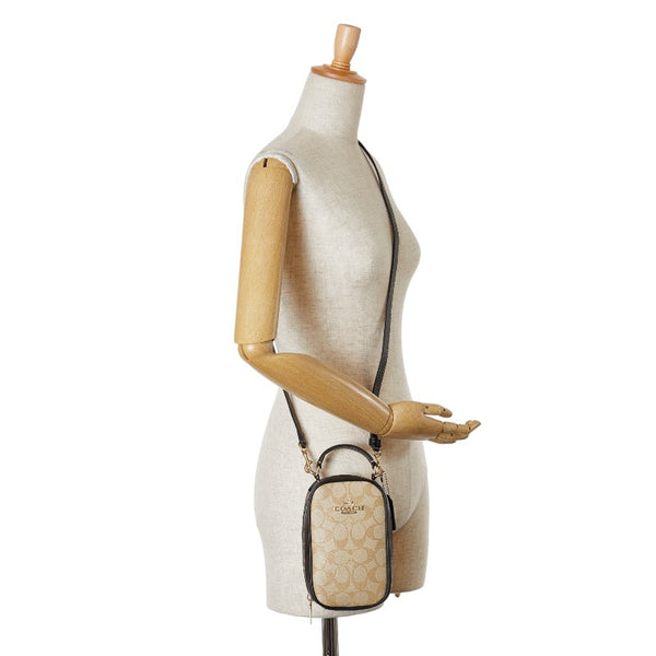 コーチ シグネチャー ショルダーバッグ ポシェット 2WAY CB852 ベージュ ブラウン PVC レザー レディース COACH 【中古】