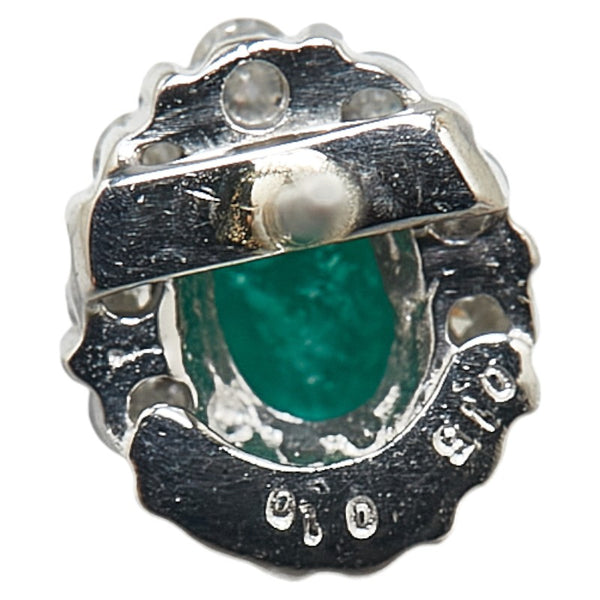 Pt900 プラチナ エメラルド0.30ct ダイヤ0.20ct スタッドピアス レディース 【中古】