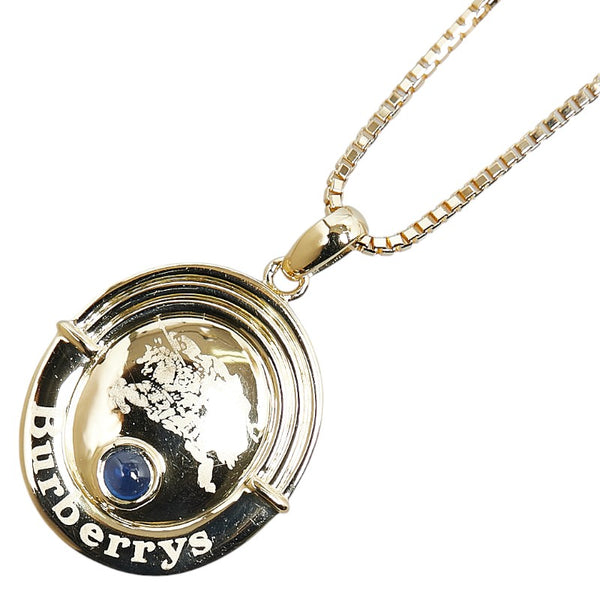 バーバリーズ K18YG イエローゴールド サファイア0.15ct ロゴ ネックレス レディース Burberrys 【中古】