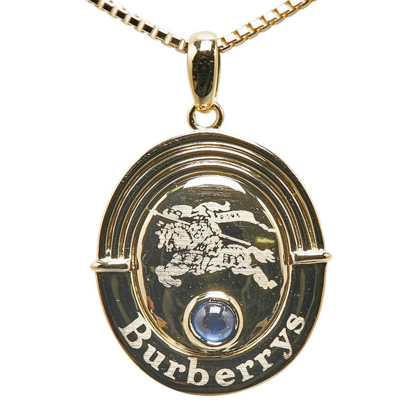 バーバリーズ K18YG イエローゴールド サファイア0.15ct ロゴ ネックレス レディース Burberrys 【中古】