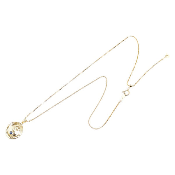 バーバリーズ K18YG イエローゴールド サファイア0.15ct ロゴ ネックレス レディース Burberrys 【中古】