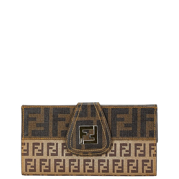 フェンディ ズッカ ズッキーノ 長財布 8M0032 ブラウン PVC レザー レディース FENDI 【中古】