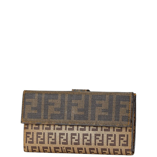 フェンディ ズッカ ズッキーノ 長財布 8M0032 ブラウン PVC レザー レディース FENDI 【中古】