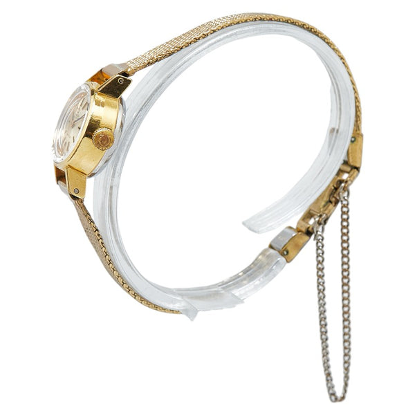 オメガ デビル カットガラス 腕時計 手巻き ゴールド文字盤 ステンレススチール メッキ レディース OMEGA 【中古】