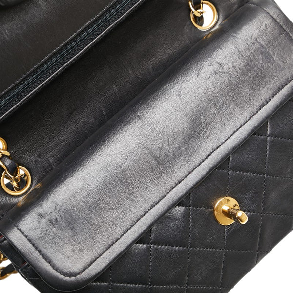 シャネル マトラッセ ココマーク チェーン ショルダーバッグ ブラック ラムスキン レディース CHANEL 【中古】