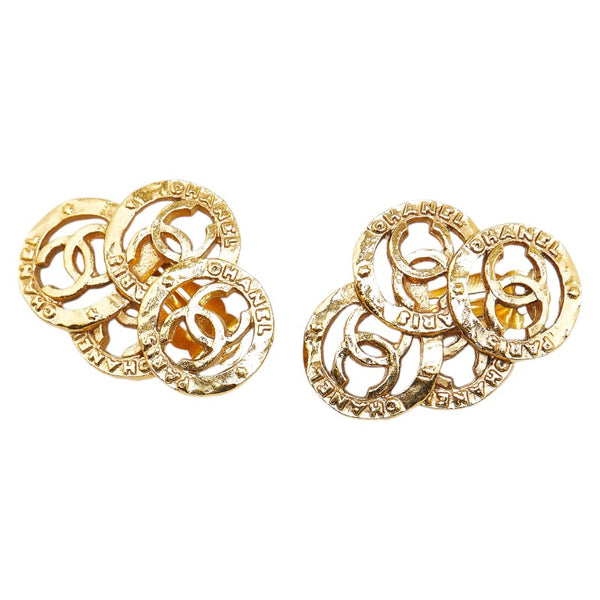 シャネル トリプル ココマーク イヤリング ゴールド メッキ レディース CHANEL 【中古】