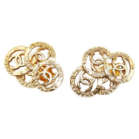 シャネル トリプル ココマーク イヤリング ゴールド メッキ レディース CHANEL 【中古】