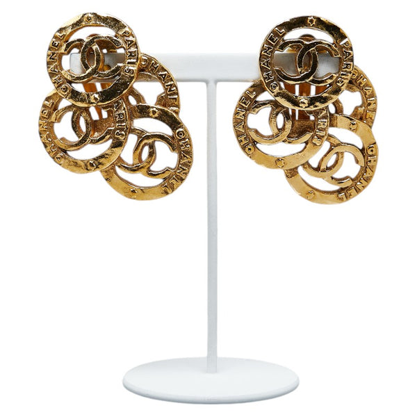 シャネル トリプル ココマーク イヤリング ゴールド メッキ レディース CHANEL 【中古】