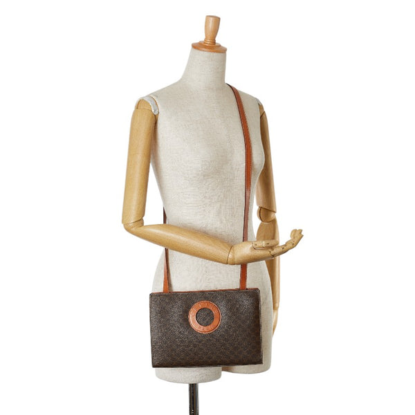 セリーヌ マカダム ショルダーバッグ ブラウン PVC レザー レディース CELINE 【中古】