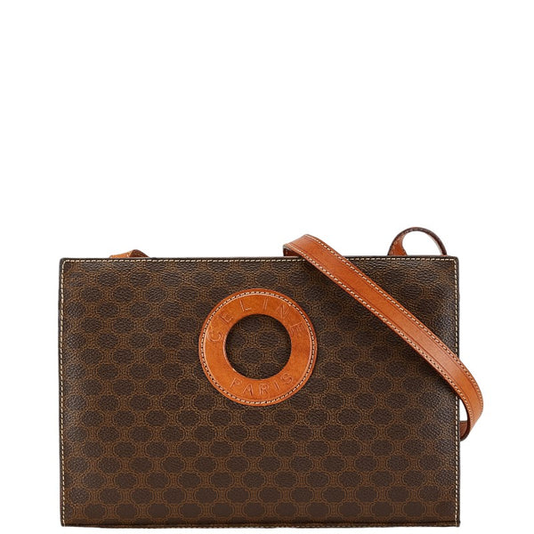 セリーヌ マカダム ショルダーバッグ ブラウン PVC レザー レディース CELINE 【中古】
