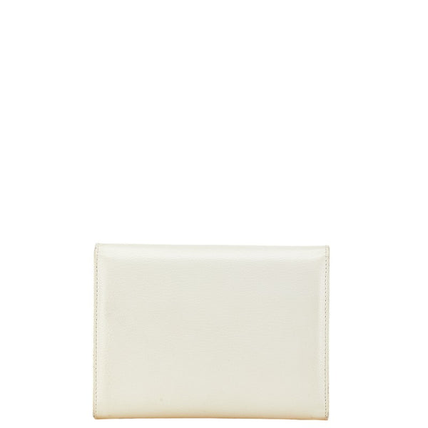 サルヴァトーレフェラガモ ガンチーニ ポーチ 化粧ポーチ ホワイト レザー レディース Salvatore Ferragamo 【中古】