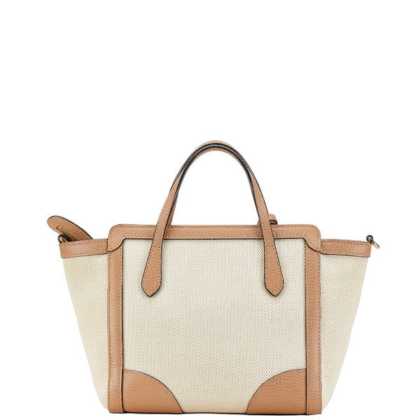 グッチ スウィングミニ ハンドバッグ ショルダーバッグ 2WAY 368827 ベージュ ブラウン キャンバス レザー レディース GUCCI 【中古】