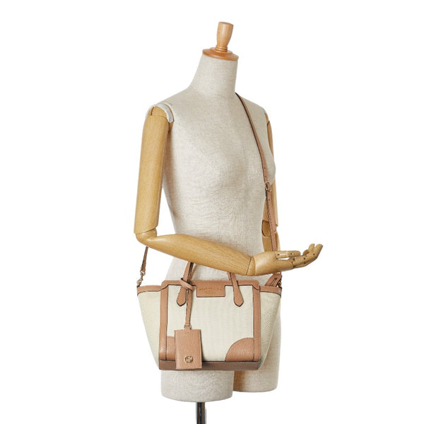 グッチ スウィングミニ ハンドバッグ ショルダーバッグ 2WAY 368827 ベージュ ブラウン キャンバス レザー レディース GUCCI 【中古】