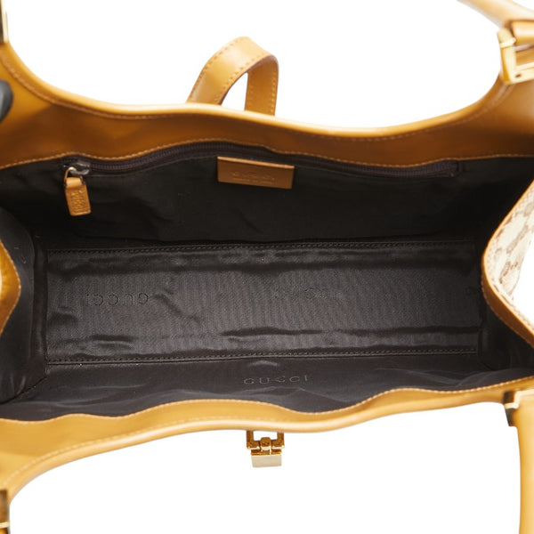 グッチ GGキャンバス ジャッキー ハンドバッグ 002.1068.2404 ベージュ ライトブラウン キャンバス レザー レディース GUCCI 【中古】