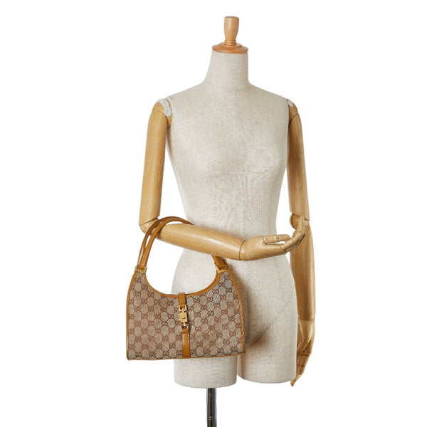 グッチ GGキャンバス ジャッキー ハンドバッグ 002.1068.2404 ベージュ ライトブラウン キャンバス レザー レディース GUCCI 【中古】