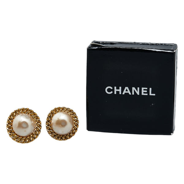 シャネル イヤリング ゴールド ホワイト メッキ パール レディース CHANEL 【中古】