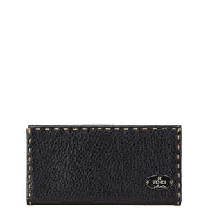 フェンディ セレリア ステッチ 長財布 ネイビー レザー レディース FENDI 【中古】