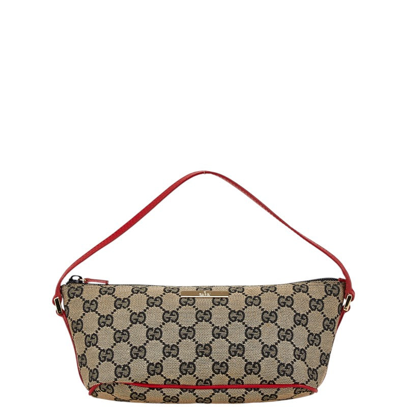 グッチ GGキャンバス ワンショルダーバッグ ハンドバッグ ポーチ 089 1103 ブラウン レッド キャンバス レザー レディース GUCCI 【中古】