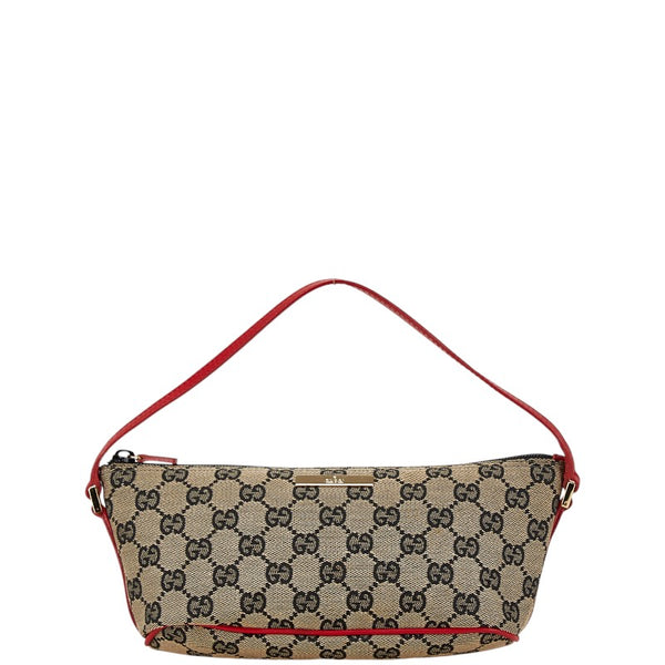 グッチ GGキャンバス ワンショルダーバッグ ハンドバッグ ポーチ 089 1103 ブラウン レッド キャンバス レザー レディース GUCCI 【中古】