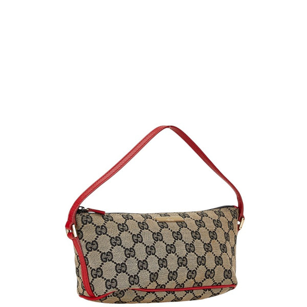 グッチ GGキャンバス ワンショルダーバッグ ハンドバッグ ポーチ 089 1103 ブラウン レッド キャンバス レザー レディース GUCCI 【中古】