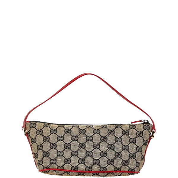 グッチ GGキャンバス ワンショルダーバッグ ハンドバッグ ポーチ 089 1103 ブラウン レッド キャンバス レザー レディース GUCCI 【中古】
