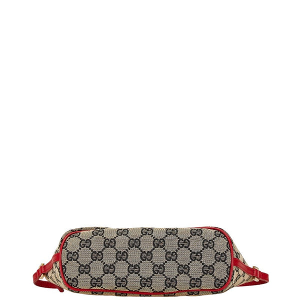 グッチ GGキャンバス ワンショルダーバッグ ハンドバッグ ポーチ 089 1103 ブラウン レッド キャンバス レザー レディース GUCCI 【中古】