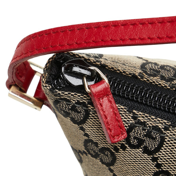 グッチ GGキャンバス ワンショルダーバッグ ハンドバッグ ポーチ 089 1103 ブラウン レッド キャンバス レザー レディース GUCCI 【中古】