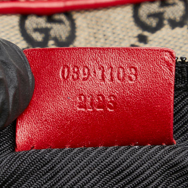 グッチ GGキャンバス ワンショルダーバッグ ハンドバッグ ポーチ 089 1103 ブラウン レッド キャンバス レザー レディース GUCCI 【中古】