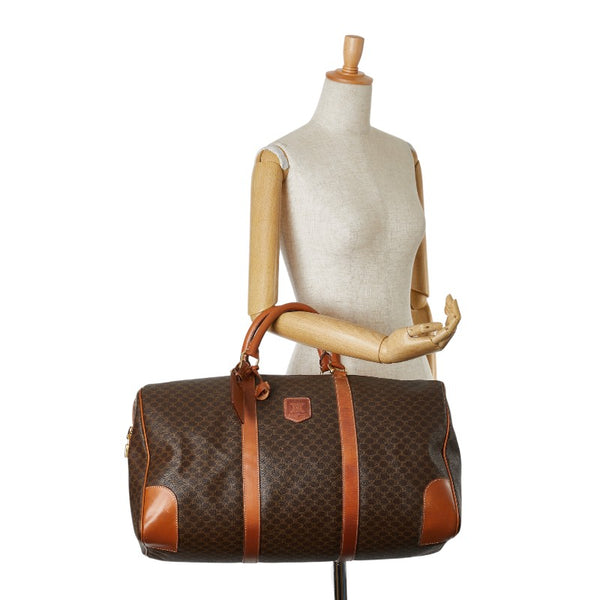 セリーヌ マカダム ボストンバッグ トラベルバッグ 旅行用バッグ ブラウン PVC レザー レディース CELINE 【中古】