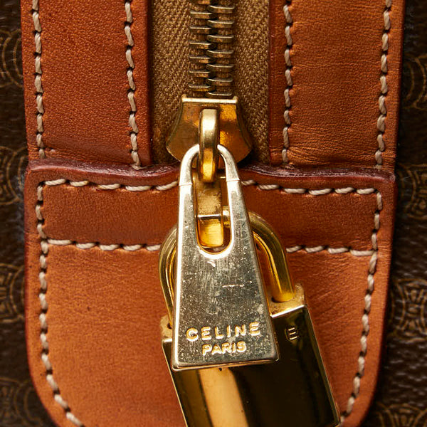 セリーヌ マカダム ボストンバッグ トラベルバッグ 旅行用バッグ ブラウン PVC レザー レディース CELINE 【中古】