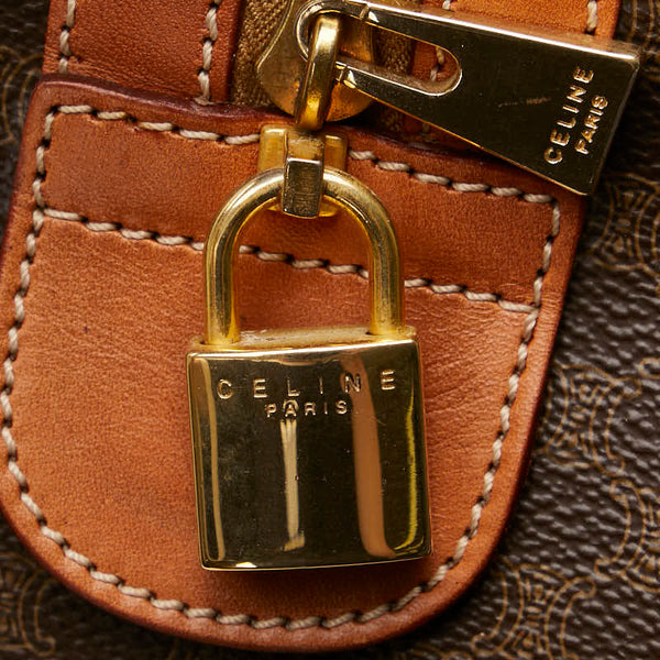 セリーヌ マカダム ボストンバッグ トラベルバッグ 旅行用バッグ ブラウン PVC レザー レディース CELINE 【中古】