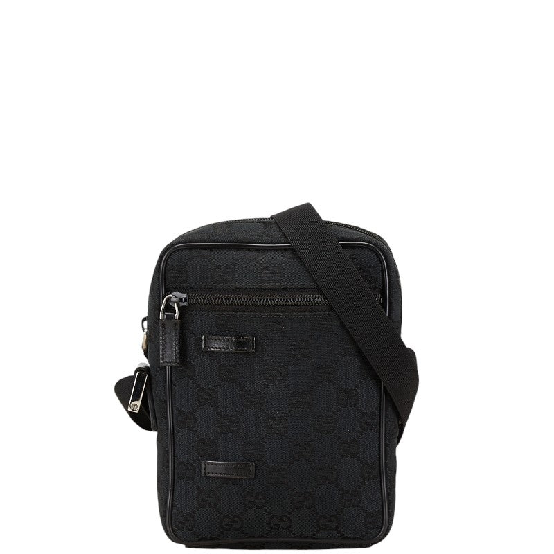 グッチ GGキャンバス ショルダーバッグ 018 1619 00 2113 ブラック キャンバス レザー レディース GUCCI 【中古】