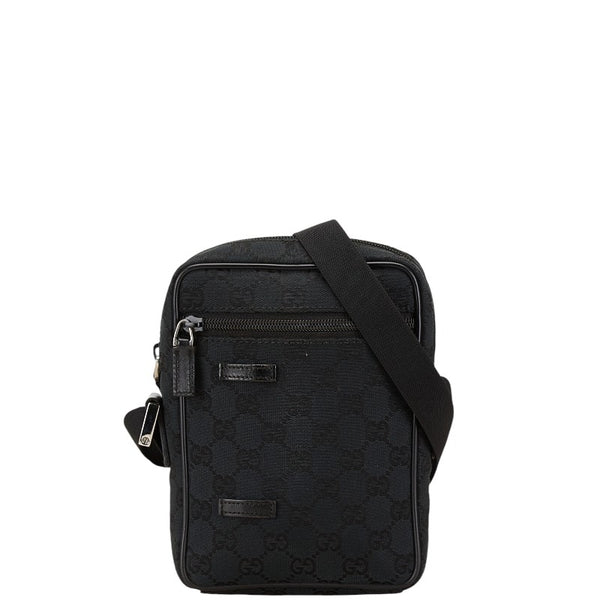 グッチ GGキャンバス ショルダーバッグ 018 1619 00 2113 ブラック キャンバス レザー レディース GUCCI 【中古】