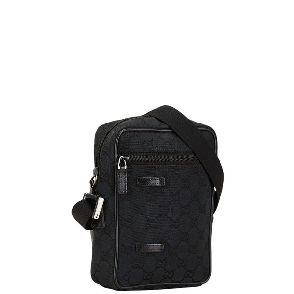 グッチ GGキャンバス ショルダーバッグ 018 1619 00 2113 ブラック キャンバス レザー レディース GUCCI 【中古】