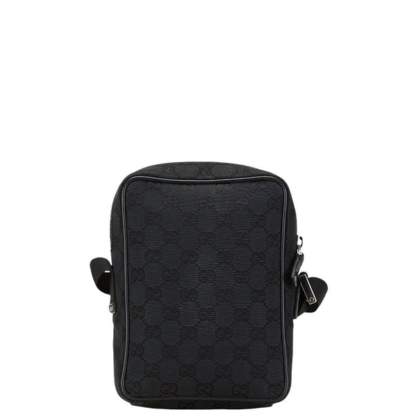 グッチ GGキャンバス ショルダーバッグ 018 1619 00 2113 ブラック キャンバス レザー レディース GUCCI 【中古】