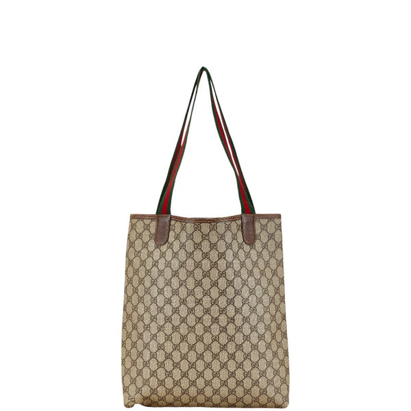 グッチ GGスプリーム シェリーライン トートバッグ 002.123.6487 ベージュ ブラウン PVC レザー レディース GUCCI 【中古】