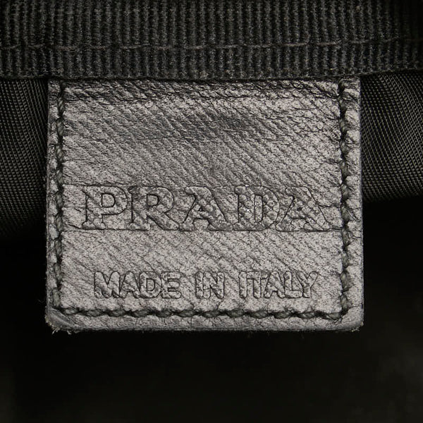 プラダ 三角ロゴプレート ポーチ ペンケース 小物入れ ブラック ナイロン レザー レディース PRADA 【中古】