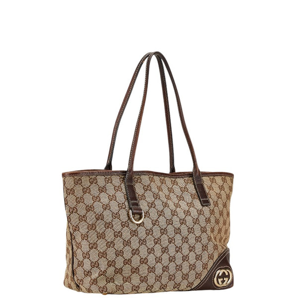 グッチ GGキャンバス インターロッキングG ハンドバッグ トートバッグ 169946 ベージュ ブラウン キャンバス レザー レディース GUCCI 【中古】