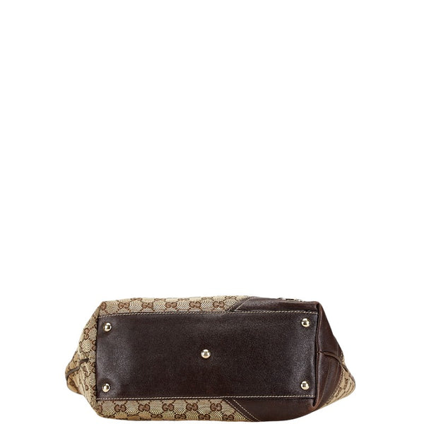 グッチ GGキャンバス インターロッキングG ハンドバッグ トートバッグ 169946 ベージュ ブラウン キャンバス レザー レディース GUCCI 【中古】