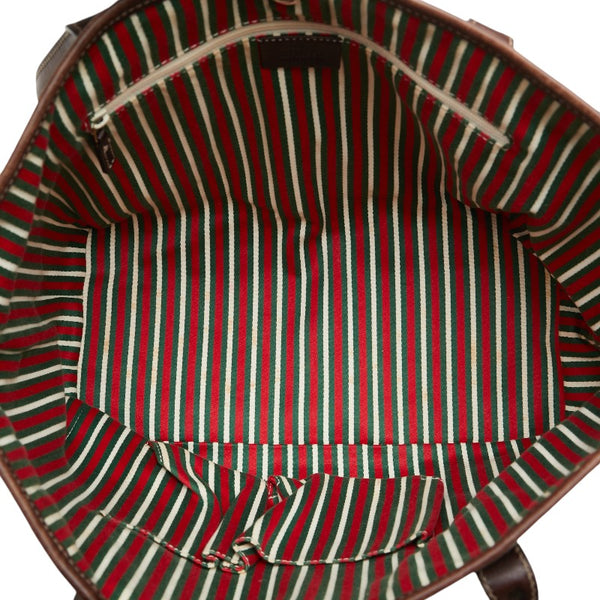 グッチ GGキャンバス インターロッキングG ハンドバッグ トートバッグ 169946 ベージュ ブラウン キャンバス レザー レディース GUCCI 【中古】