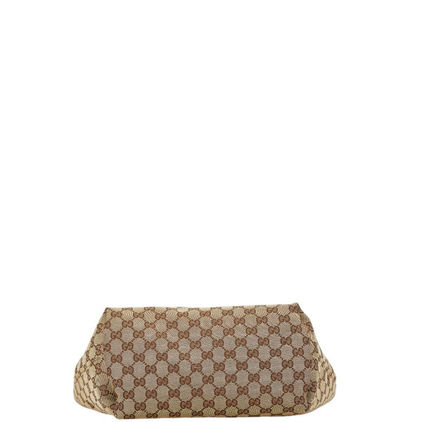 グッチ GGキャンバス トートバッグ ベージュ ブラウン キャンバス レザー レディース GUCCI 【中古】