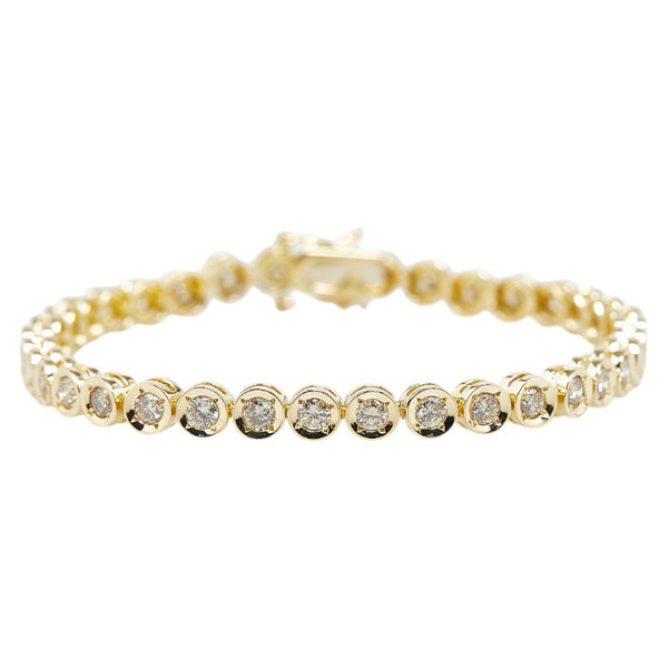 K18YG イエローゴールド ダイヤ3.00ct テニス ブレスレット レディース 【中古】