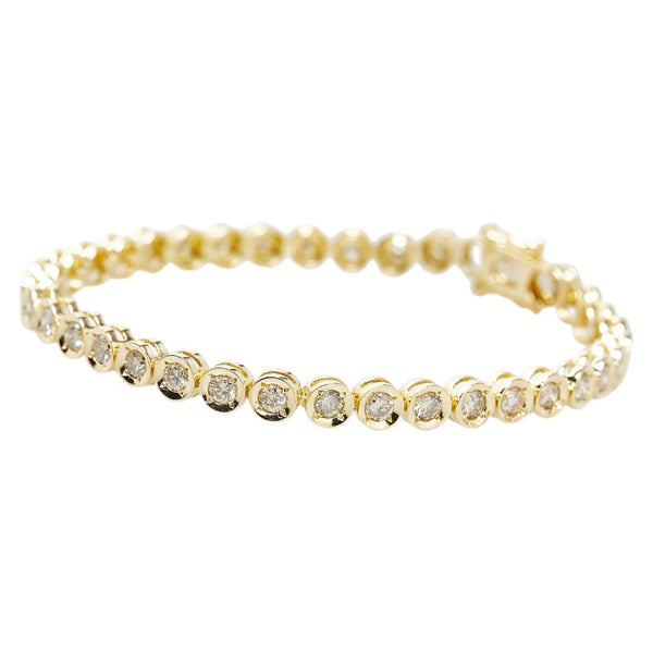 K18YG イエローゴールド ダイヤ3.00ct テニス ブレスレット レディース 【中古】