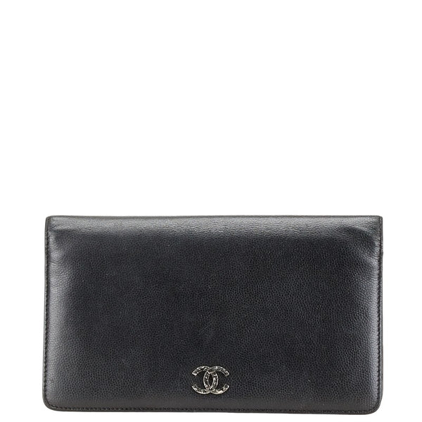 シャネル ココマーク セブルガ 長財布 ブラック シルバー キャビアスキン レディース CHANEL 【中古】